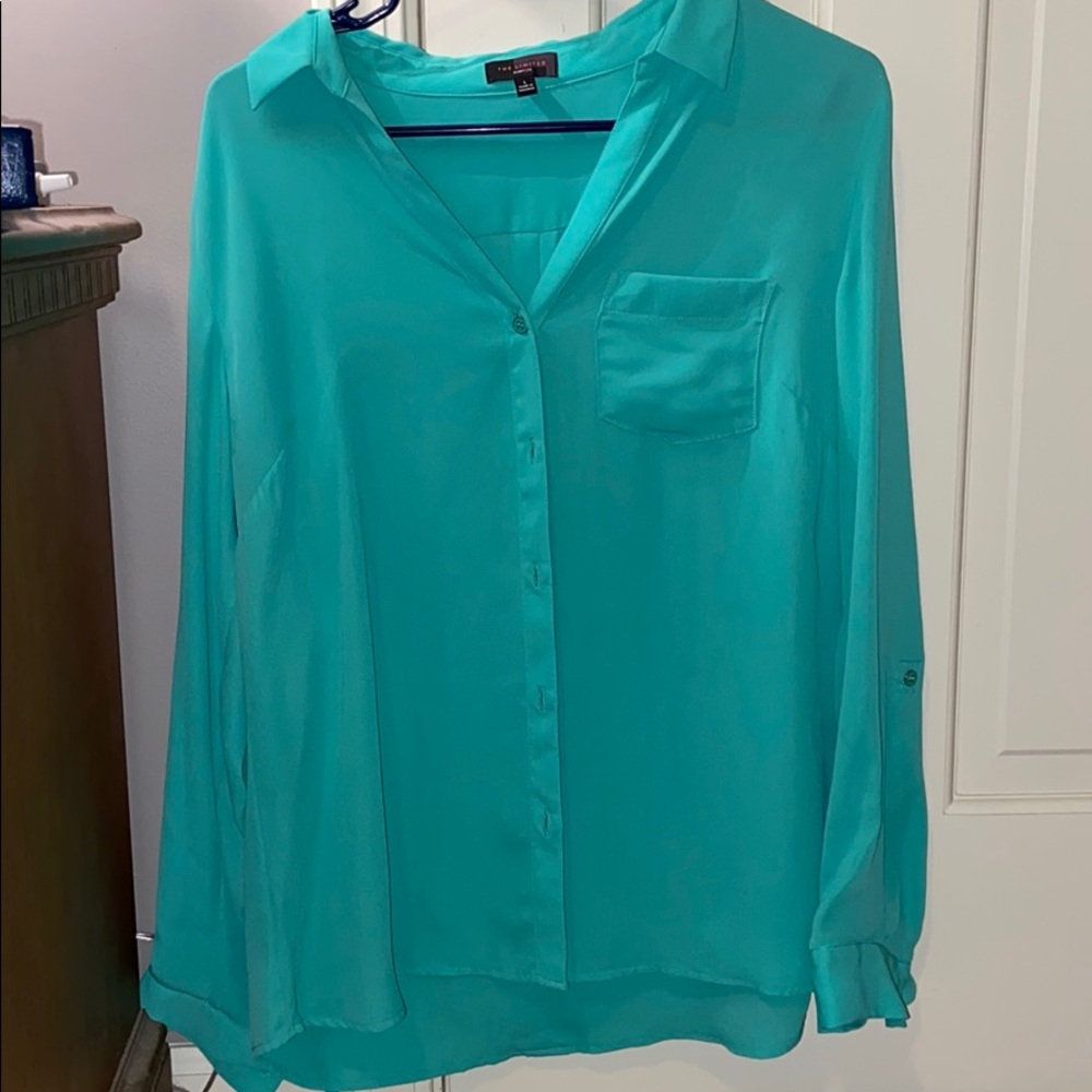 Green button-up shirt